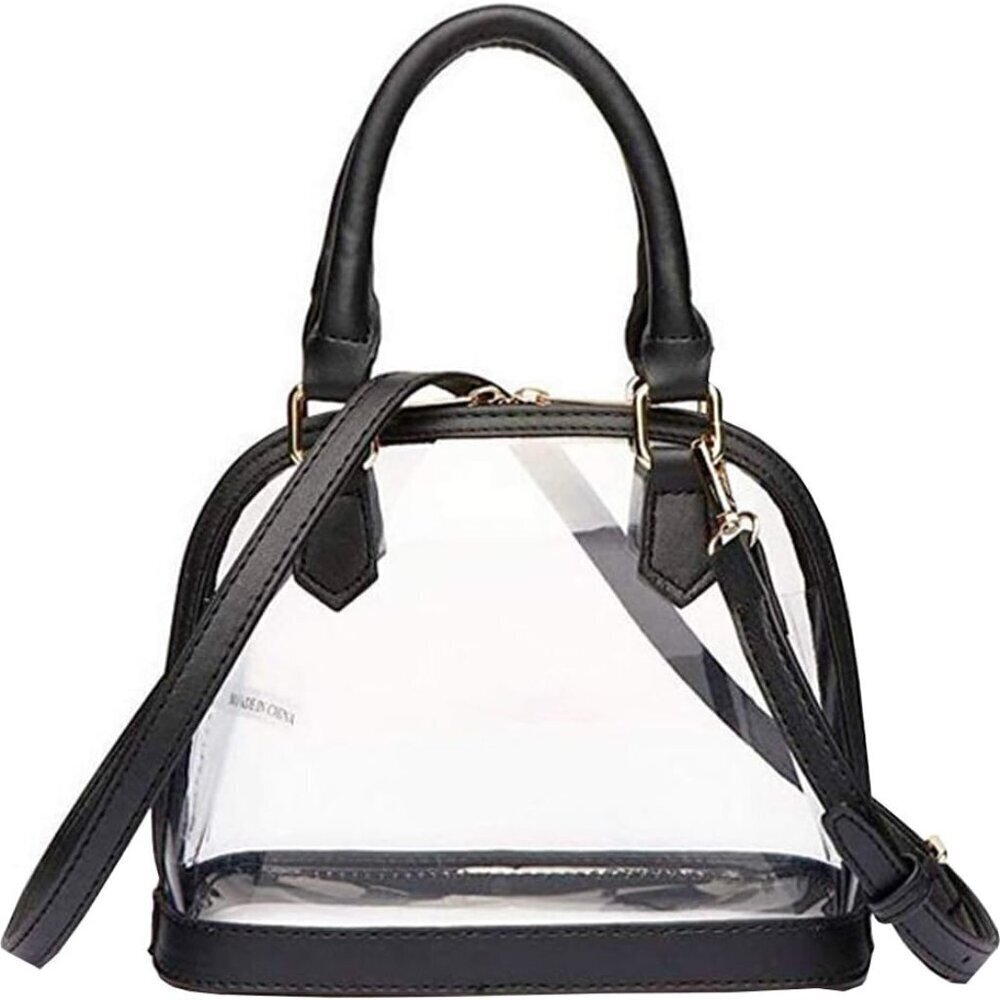 Women Clear PVC Jelly Top Handle Shoulder Crossbody Bag Tote Purse